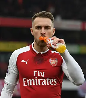 Arsenal V Tottenham Hotspur 2017-18 Prints: Aaron Ramsey Prepares for Arsenal-Tottenham Clash with Gatorade