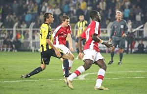 Aaron Ramsey scores Arsenals 5th goal under pressure from Edu Aaron Ramsey scores Arsenals 5th goal under pressure from Edu