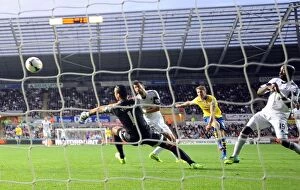 Swansea City v Arsenal 2013-14 Collection: Aaron Ramsey Scores Arsenal's Second Goal vs Swansea City (2013-14)