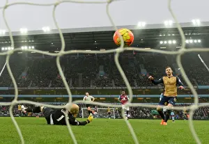 Aston Villa V Arsenal 2015-16 Prints: Aaron Ramsey Scores Against Brad Guzan: Arsenal's Victory Over Aston Villa in the Premier League 2015-16