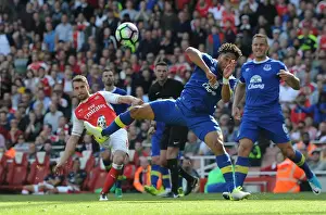 Arsenal V Everton 2016-17 Prints: Aaron Ramsey Scores Dramatic Third Goal Past Ashley Williams in Arsenal's Victory over Everton