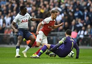 Tottenham Hotspur v Arsenal 2018-19 Collection: Aaron Ramsey Scores Dramatic Goal Against Tottenham's Victor Wanyama
