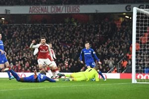 Images Dated 3rd February 2018: Aaron Ramsey Scores the Opener: Arsenal vs. Everton, Premier League 2017-18
