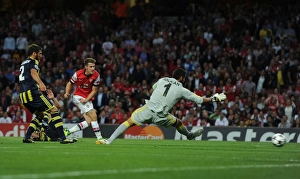 Arsenal V Fenerbahce 2013-14 Prints: Aaron Ramsey Scores the Opener: Arsenal vs