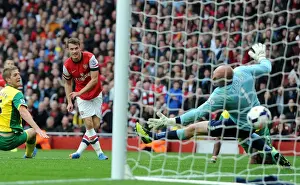 Arsenal V Norwich City 2013-14 Prints: Aaron Ramsey Scores Stunner: Arsenal's 3rd Goal vs Norwich City (2013-14)