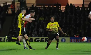 Watford V Arsenal 2015/16 Prints: Aaron Ramsey Scores Thrilling Goal Against Craig Cathcart: Watford vs Arsenal
