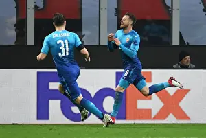 AC Milan V Arsenal 2017-18 Prints: Aaron Ramsey and Sead Kolasinac Celebrate Arsenal's Europa League Goals Against AC Milan (2018)