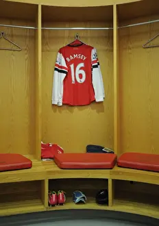 Arsenal V Hull City 2013-14 Prints: Aaron Ramsey's Arsenal Changing Room Moment before Arsenal vs Hull City (2013-14)