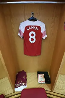 Arsenal V Manchester United 2018-19 Prints: Aaron Ramsey's Arsenal Jersey Before Arsenal vs Manchester United