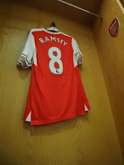 Arsenal V Sunderland 2016-17 Prints: Aaron Ramsey's Arsenal Shirt in the Changing Room before Arsenal vs
