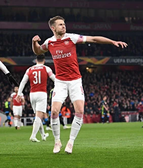 Arsenal v SSC Napoli 2018-19 Collection: Aaron Ramsey's Dramatic Goal: Arsenal Edge Past Napoli in Europa League Quarterfinals