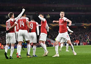 Arsenal v SSC Napoli 2018-19 Collection: Aaron Ramsey's Dramatic Goal: Arsenal Tops Napoli in Europa League Quarterfinal