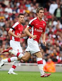 Arsenal v Athletico Madrid 2009-10 Collection: Aaron Ramsey's Game-Winning Goal for Arsenal Against Atletico Madrid in the Emirates Cup, 2009