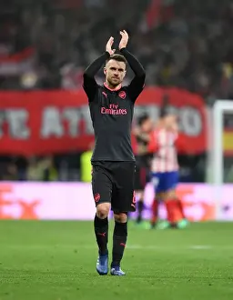 Atletico Madrid V Arsenal 2017-18 Prints: Aaron Ramsey's Triumphant Clap: Arsenal's Europa League Semi-Final Battle with Atletico Madrid