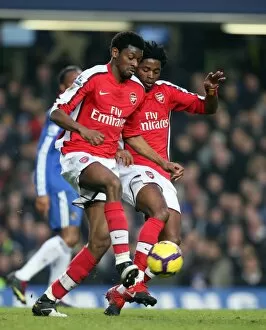 Chelsea v Arsenal 2009-2010 Collection: Abou Diaby and Alex Song (Arsenal). Chelsea 2: 0 Arsenal. Barclays Premier League