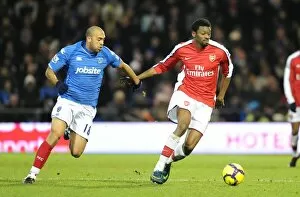 Portsmouth v Arsenal 2009-10 Collection: Abou Diaby (Arsenal) Anthony Vanden Borre (Portsmouth). Portsmouth 1: 4 Arsenal
