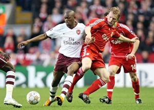 Images Dated 9th April 2008: Abou Diaby (Arsenal) Dirk Kuyt (Liverpool)