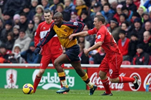 Middlesbrough v Arsenal 2008-09 Collection: Abou Diaby (Arsenal) Tony McMahon (Middlesbrough)