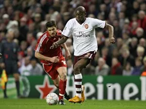 Images Dated 9th April 2008: Abou Diaby (Arsenal) Xabi Alonso (Liverpool)