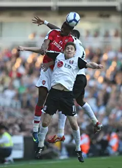 Fulham V Arsenal 2009-10 Prints: Abou Diaby (Arsenal) Zoltan Gera and John Pantsil (Fulham)