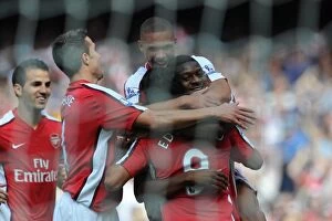 Abou Diaby celebrates scoring the 1st Arsenal goal with Kieran Gibbs