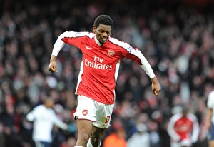 Arsenal v Aston Villa 2009-10 Collection: Abou Diaby celebrates scoring the 3rd Arsenal goal. Arsenal 3: 0 Aston Villa