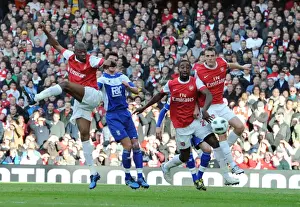 Arsenal V Birmingham City 2010-11 Prints: Abou Diaby, Johan Djourou and Sebastien Squillaci (Arsenal). Arsenal 2: 1 Birmingham City