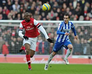 Brighton And Hove Albion V Arsenal FA Cup 2012-13 Prints: Abou Diaby Outmaneuvers David Lopez: FA Cup Clash between Arsenal and Brighton