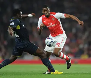 Arsenal V Southampton, League Cup 2014/15 Prints: Abou Diaby Outmaneuvers Victor Wanyama in Arsenal's Capital One Cup Clash