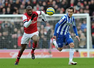 Brighton And Hove Albion V Arsenal FA Cup 2012-13 Prints: Abou Diaby Outsmarts David Lopez: FA Cup Clash between Arsenal and Brighton