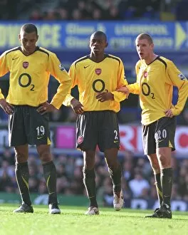 Everton v Arsenal 2005-06 Collection: Abou Diaby, Philippe Senderos and Gilberto (Arsenal)