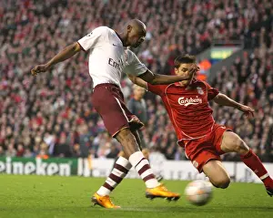 Liverpool V Arsenal - Champions League 2007-08 Prints: Abou Diaby scores Arsenals 1st goal under pressure from Xabi Alonso (Liverpool)