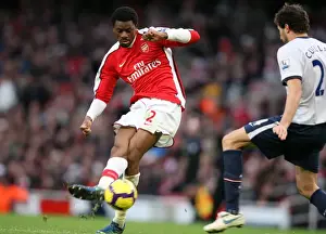 Arsenal V Aston Villa 2009-10 Prints: Abou Diaby scores Arsenals 3rd goal past Carlos Cuellar (Villa). Arsenal 3