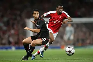 Arsenal V Olympiacos 2009-10 Prints: Abou Diaby vs Dudu: Arsenal's Double Victory over Olympiacos in UEFA Champions League Group H