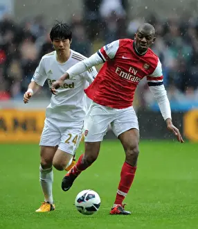 Swansea City V Arsenal 2012-13 Prints: Abou Diaby's Premier League Masterclass: Outmaneuvering Ki Sung-Yueng (Swansea City vs)