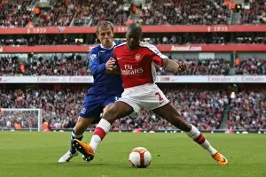 Images Dated 18th October 2008: Abu Diaby (Arsenal) Phil Neville (Everton)
