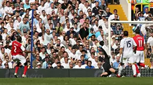 Tottenham V Arsenal 2007-8 Prints: Abu Diaby (Arsenal) watcheds as his shot beats Paul Robinson but hits the crossbar