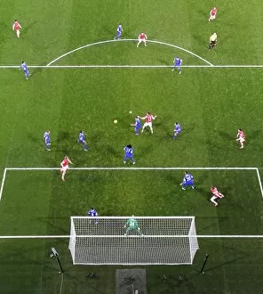 Action in the 18 yard box. Arsenal 1: 1 Everton. Barclays Premier League. Emirates Stadium, 8 / 12 / 13