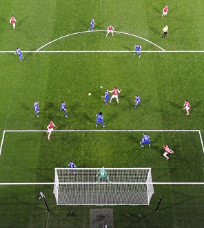 Arsenal V Everton 2013-14 Prints: Action in the 18 yard box. Arsenal 1: 1 Everton