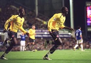 Everton V Arsenal - Carling Cup 2006-07 Prints: Adebayor and Djourou: Celebrating Arsenal's Carling Cup Victory