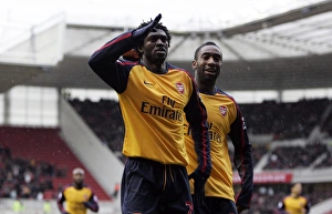 Middlesbrough V Arsenal 2008-09 Prints: Adebayor and Djourou's Unforgettable Goal Celebration