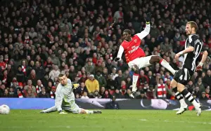 Arsenal V Newcastle United FC Cup 2007-8 Prints: Adebayor Scores Stunning Goal Past Given: Arsenal Crushes Newcastle 3-0 in FA Cup