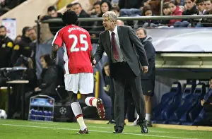Villarreal V Arsenal 2008-9 Prints: Adebayor and Wenger: Unforgettable Goal Celebration in Arsenal's UEFA Champions League Battle with Villarreal