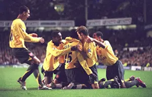 Adebayor's Celebration: Arsenal's Winning Moment against Everton in Carling Cup