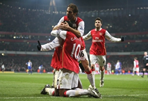 Arsenal V Blackburn Rovers 2007-8 Prints: Adebayor's Double: Arsenal Celebrates with Gallas