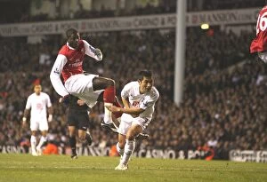 Tottenham v Arsenal Carling Cup Collection: Adebayor's Intense Goal: Arsenal vs. Tottenham in Carling Cup Semi-Final