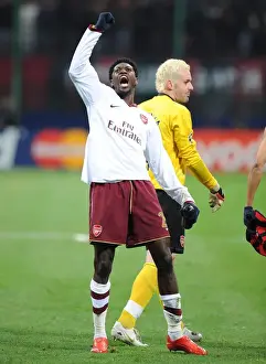 AC Milan V Arsenal 2007-8 Prints: Adebayor's Triumph: Arsenal's Unforgettable 2-0 Victory Over AC Milan in the Champions League