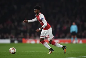 Arsenal V Red Star Belgrade 2017-18 Prints: Ainsley Maitland-Niles in Action: Arsenal vs