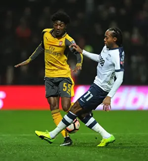 Preston North End V Arsenal - FA Cup - 2017 Prints: Ainsley Maitland-Niles (Arsenal)Daniel Johnson (Preston). Preston North End 1: 2 Arsenal