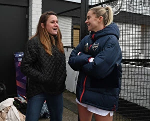 Images Dated 14th January 2024: Alessia Russo and Heather O'Reilly Chat After Arsenal Women vs. Watford Women FA Cup Match
